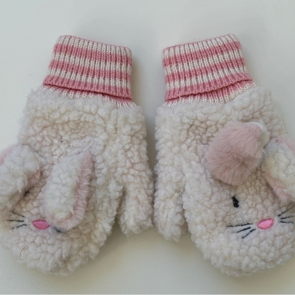Mini Boden Other - Mini Boden Pink and Cream Bunny Mittens
